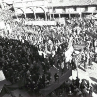 Ferrara, primissimi anni Settanta. Una manifestazione di protesta contro il “piano chimico”