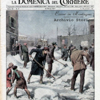 La copertina de “La Domenica del Corriere”, 16 marzo 1947, ritrae la sindaca Tosetti che spala la neve