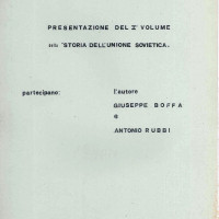 Centro Gramsci, Ferrara, copertina della dispensa sull’incontro per la presentazione del I volume della “Storia dell’unione sovietica”, con la partecipazione ddi Giuseppe Boffa e Antonio Rubbi, tenutasi a Ferrara il 10 maggio 1976