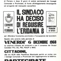 Volantino, 6 dicembre 1968 (da Processo all'Eridania, Documentario a cura di Renato Siiti, Editori Riuniti, 1970)
