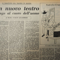 Un nuovo teatro giunge al cuore dell’uomo, dibattito sul teatro di Massa 
[La Verità, 8 novembre 1952]