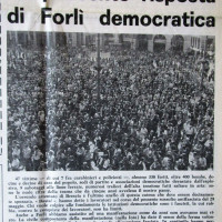 Il Forlivese, 11 giugno 1974, p. 1- articolo sulla manifestazione unitaria contro il terrorismo a seguito della strage di Piazza della Loggia a Brescia, 29 maggio 1974