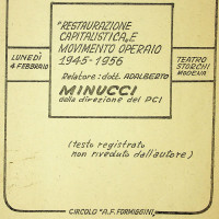 Evento di stampo politico, a cura del circolo, presso il teatro Storchi, 1959