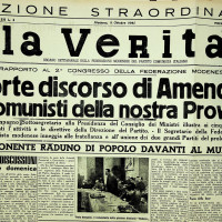 Il giornale della federazione modenese, «La Verità», racconta il Secondo congresso provinciale del PCI, alla presenza di Amendola 
[«La Verità», 9 ottobre 1945]