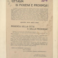 Volantino della federazione modenese del Partito comunista italiano del 25 ottobre 1944 contro la collaborazione con i nazisti 
[ISMO, Cronaca Pedrazzi]