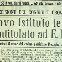 Nuovo istituto tecnico provinciale Fermi
[L'unità, 31 dicembre 1957]
