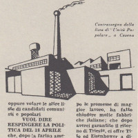 Orio Teodorani, Comunisti a Cesena. Storie, personaggi ed eventi del Partito Comunista cesenate 1920-1975, p. 277-volantino del PCI per le elezioni comunali del 1951 riportante il profilo della Arrigoni, contrassegno utilizzato dal Partito in quella tornata elettorale