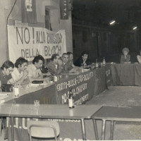Riunione sindacale della FULTA durante la vertenza del gruppo Bloch, 1978