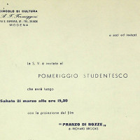 Proiezione di un film per il “pomeriggio studentesco” al Circolo Formiggini, 1959
[ISMO, APCMO]