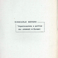 Centro Gramsci, Ferrara, copertina della dispensa sull’incontro con Giancarlo Meroni “Organizzazione e politica dei sindacati in Europa”, tenutosi a Ferrara il 15 aprile 1976