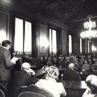 La sala del Consiglio comunale a Palazzo D'Accursio