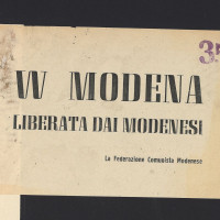 Volantino della Federazione comunista modenese “W Modena liberata dai modenesi”
[ISMO, Cronaca Pedrazzi]
