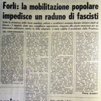 L'Unità, 29 aprile 1971, p. 2- articolo relativo agli scontri di piazza a Predappio e Forlì fra nostalgici e antifascisti del 28 aprile 1971