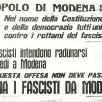 Manifesto della Federazione Comunista di Modena contro il raduno dell'Msi, Modena 1961
[ISMO, AFPCMO]