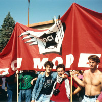 Gruppo della FGCI di Modena alla marcia per la pace Perugia-Assisi, 1988
[ISMO, AFPCMO]