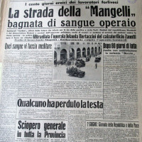 La Lotta, 3 giugno 1949, p.1- articolo sugli scontri fra Polizia e scioperanti durante la vertenza Mangelli del 1949, 2 giugno 1949