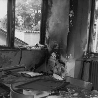 2 agosto 1970. Riccione, Casa del Popolo. La sede del PCI dopo l'attacco incendiario fascista