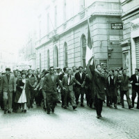 Manifestazione antifascista in opposizione al tentativo di organizzare un raduno dell’Msi a Modena, maggio 1961
[ISMO, AFPCMO]