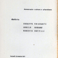 Centro Gramsci, Ferrara, copertina della dispensa sul dibattito tra Giuseppe Chiarante, Angelo Romano e Roberto Ruffilli sulla “Democrazie, cultura e pluralismo”, tenutosi a Ferrara il 21 marzo 1977