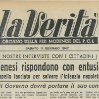 "I modenesi rispondono con entusiasmo all’appello lanciato per salvare l’infanzia napoletana"
[“La Verità”, 11 gennaio 1947]