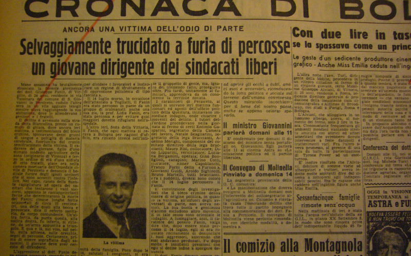 Teatro Comunale di San Giovanni in Persiceto, Corso Italia 72- Comizio di Pajetta dopo l'omicidio Fanin 